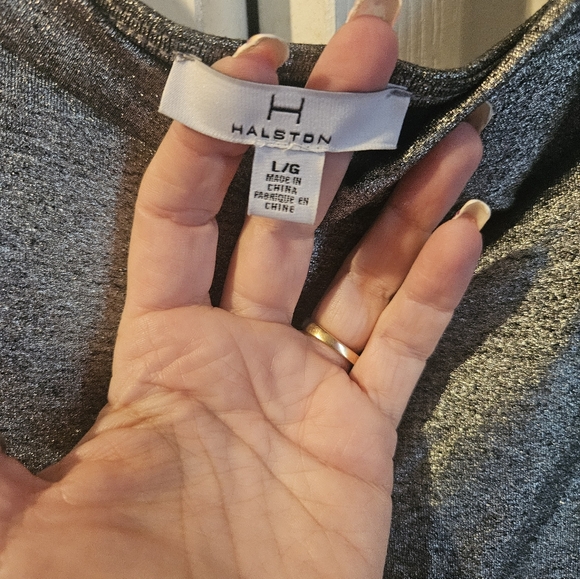 HALSTON Large silver midi dress - Picture 2 of 2